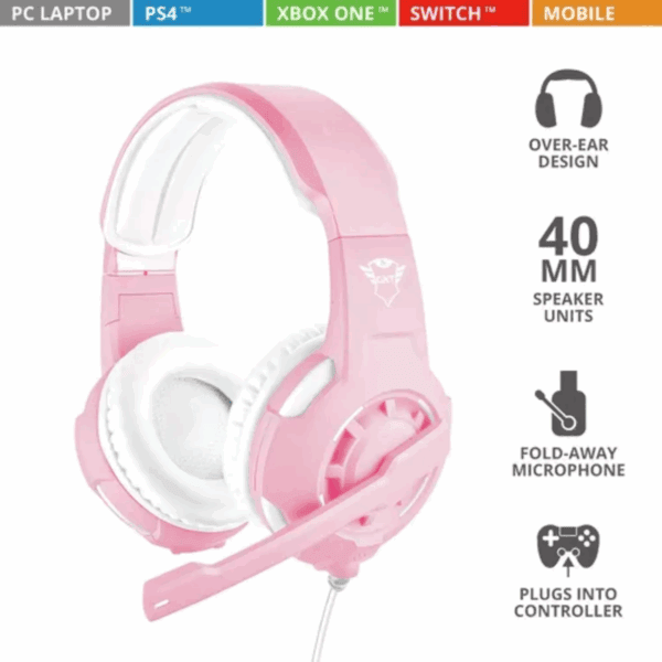 Audifonos Gamer con Cable TRUST Rosados - Imagen 2