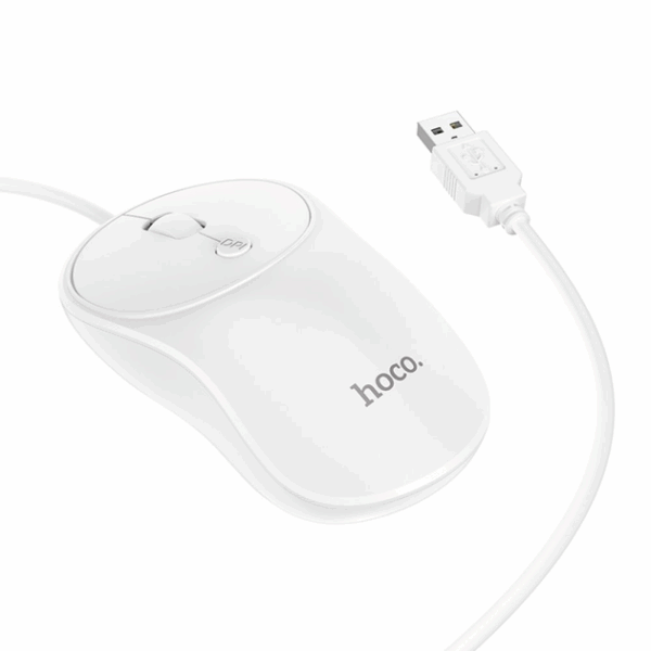 Mouse USB de fibra óptica con cable HOCO cable USB 1,5 m blanco - Imagen 4