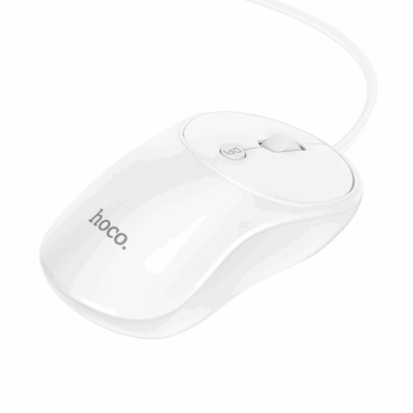Mouse USB de fibra óptica con cable HOCO cable USB 1,5 m blanco - Imagen 3
