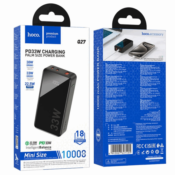Power bank 10000 mah Portátil 2 USB Tipo C 30W Negro - Imagen 2