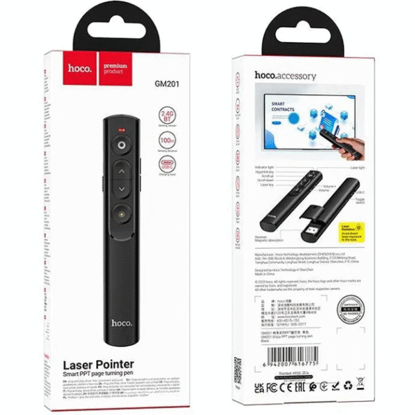 Puntero láser presentador Hoco GM201 inalámbrico 24G USB negro