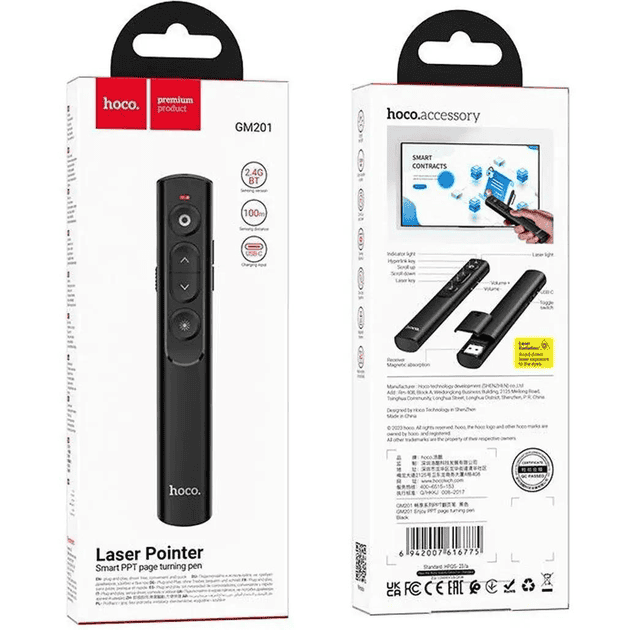Puntero láser presentador Hoco GM201 inalámbrico 24G USB negro