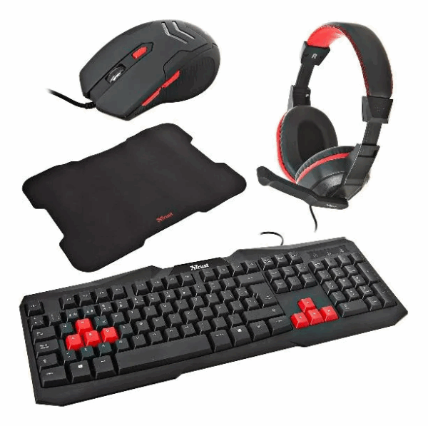Combo Gamer 4 en 1 TRUST Teclado/Mouse/Audífonos/Pad