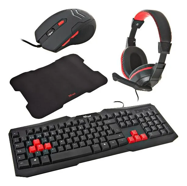 Combo Gamer 4 en 1 TRUST Teclado/Mouse/Audífonos/Pad