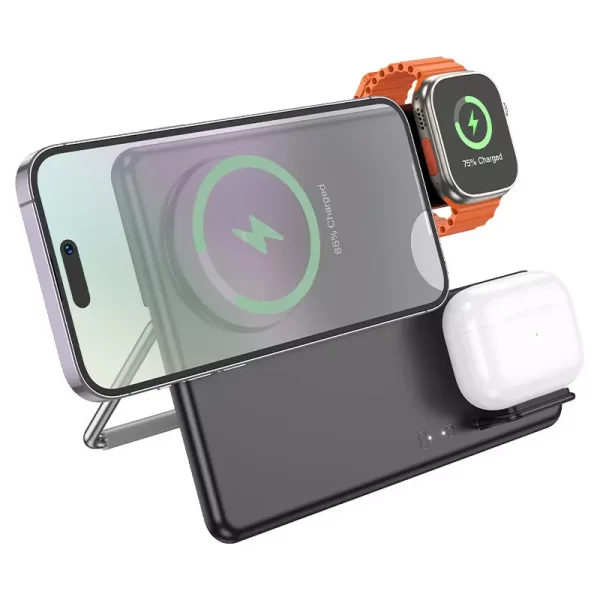 Hoco CQ1 – Cargador Inalámbrico 3 en 1 para iPhone, Apple Watch y AirPods - Imagen 2