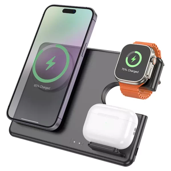 Hoco CQ1 – Cargador Inalámbrico 3 en 1 para iPhone, Apple Watch y AirPods - Imagen 3