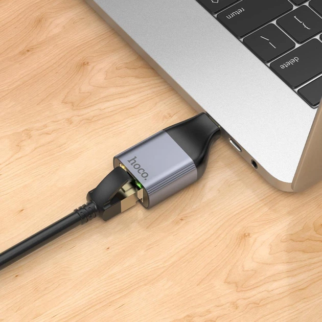 Adaptador Hoco UA35 (adaptador USB-C a RJ45, 100 Mbps, Windows, MacOS, Linux, Android, Chrome OS) - Imagen 2