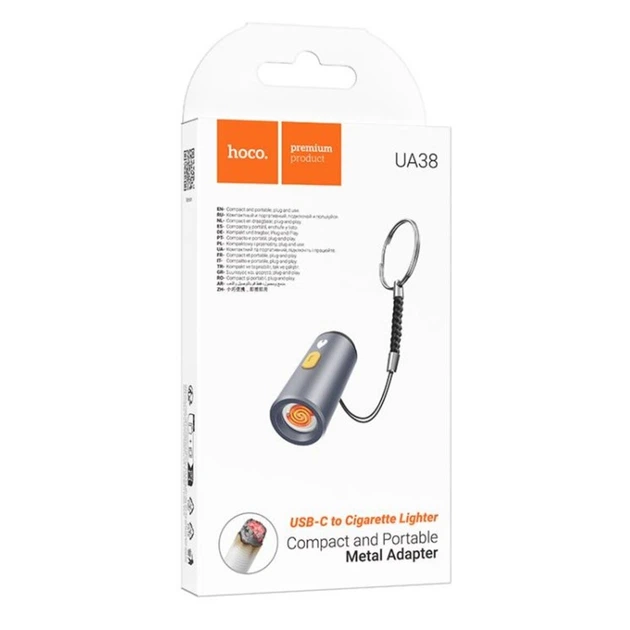 Adaptador Hoco UA38 Tipo-C a encendedor de cigarrillos Gris - Imagen 3