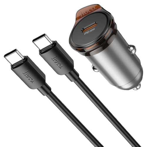 Cargador de coche con un solo puerto tipo C.
Salida máxima de 30 W.
Compatible con protocolos de carga rápida.
Disponible con cable.