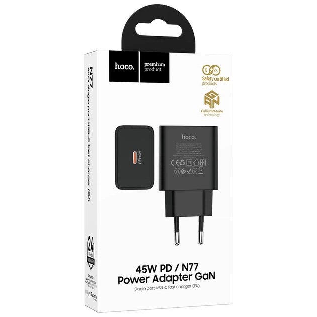 Cargador Rápido HOCO N77 GaN USB-C 45W PD con Cable USB-C a USB-C - Imagen 6