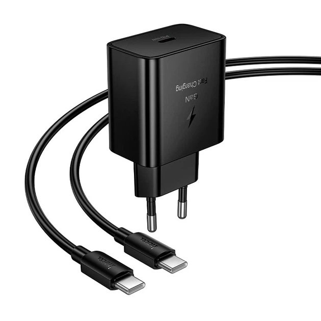 Cargador Rápido HOCO N77 GaN PD 45W con Cable USB-C a USB-C 1 Metro – Negro