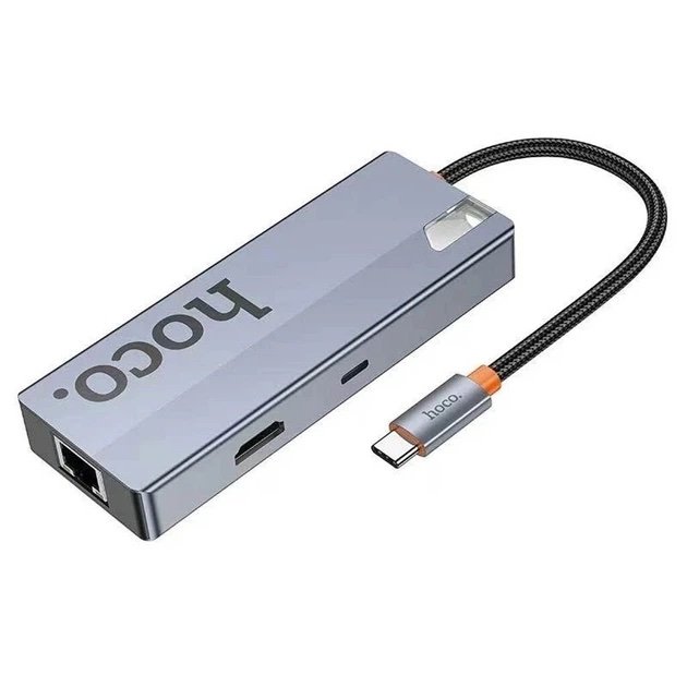 Hub USB-C HOCO HB51 Wow 6 en 1 con HDMI 4K, RJ45, USB 3.0 y Power Delivery 100W