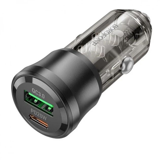 Cargador para Auto Borofone BZ25 Journey 38W USB-A + USB-C PD Negro
