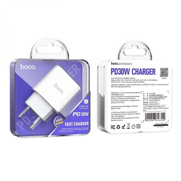 HOCO C76A Pro Cargador USB-C PD 30W Sin Cable | Carga Rápida - Imagen 2