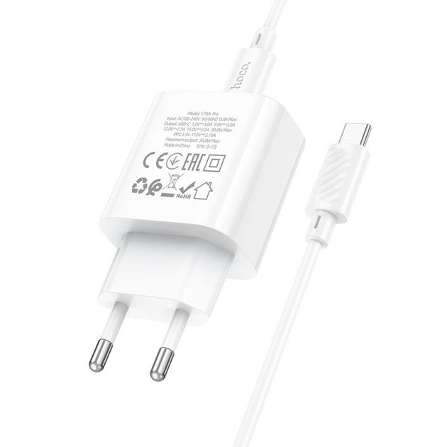 HOCO C76A Pro Cargador Rápido PD 30W con Cable USB-C a USB-C - Imagen 2