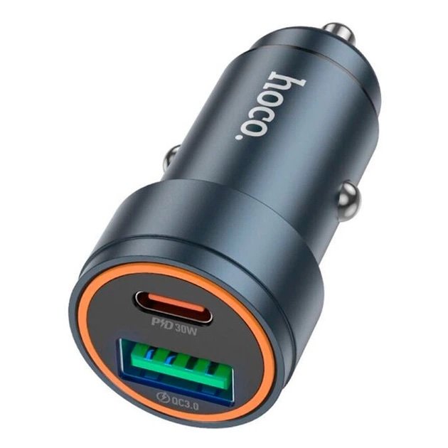 Cargador de Auto HOCO Z57A Glorious 30W USB-C PD + USB-A QC3.0