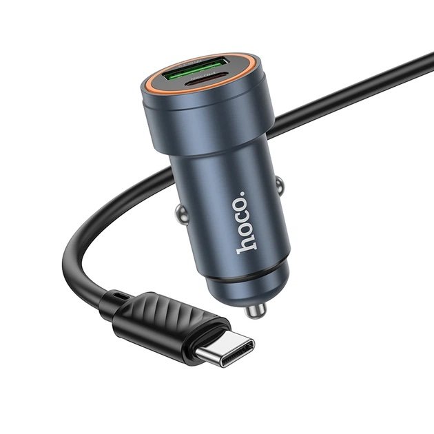 Cargador de Auto HOCO Z57A Glorious 30W PD + QC3.0 + Cable USB-C a USB-C