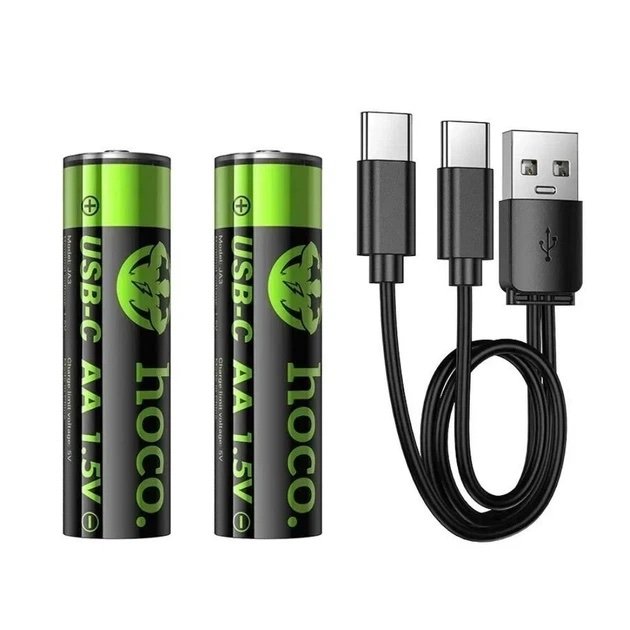 HOCO JA3 Baterías Recargables AA 1.5V 3200mWh USB-C Pack 2 - Imagen 2