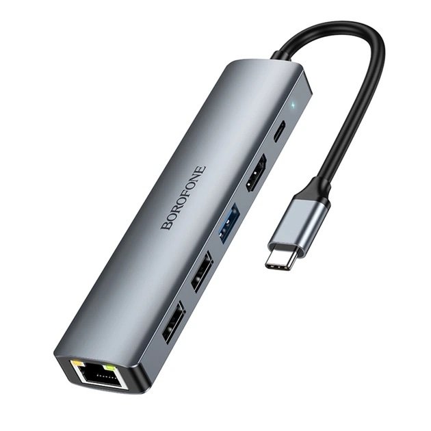 BOROFONE DH16 Hub USB-C 6 en 1 HDMI 4K PD 100W RJ45