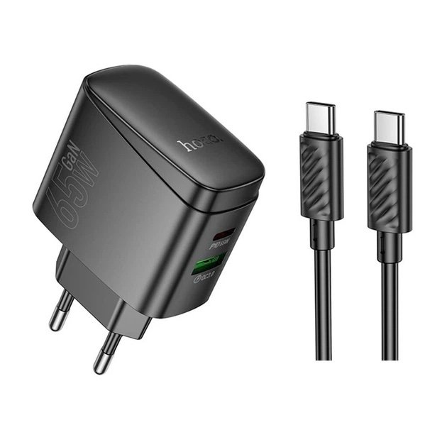 HOCO CS63A Cargador Rápido 65W PD + QC 3.0 con Cable USB-C a USB-C - Imagen 3