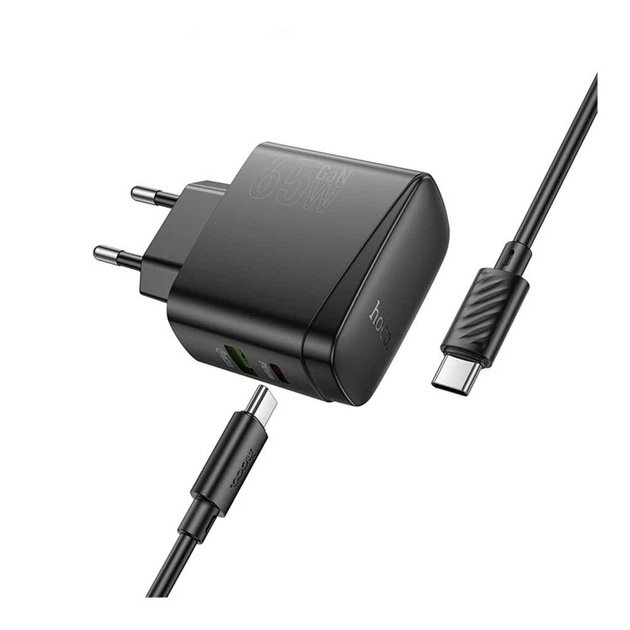 HOCO CS63A Cargador Rápido 65W PD + QC 3.0 con Cable USB-C a USB-C