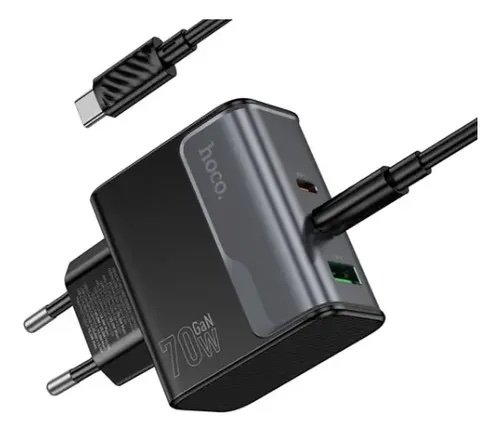 Cargador Rápido HOCO CS75A GaN 70W con 2 USB-C, USB-A y Cable USB-C a USB-C