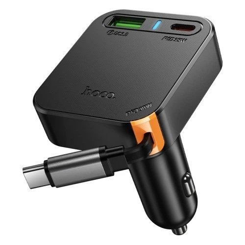 HOCO NZ18 Guardian Cargador de Auto 65W PD con Cable USB-C Retráctil