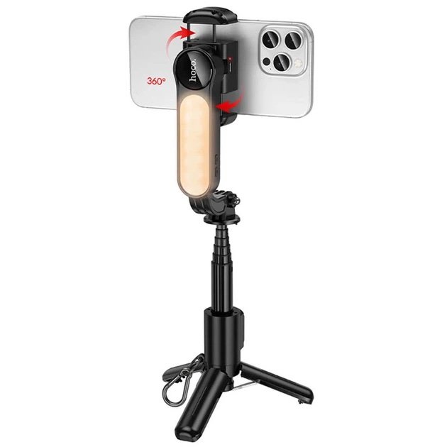 HOCO K90 Feliz – Gimbal de 1 Eje con Trípode, Selfie Stick, Bluetooth y Luz