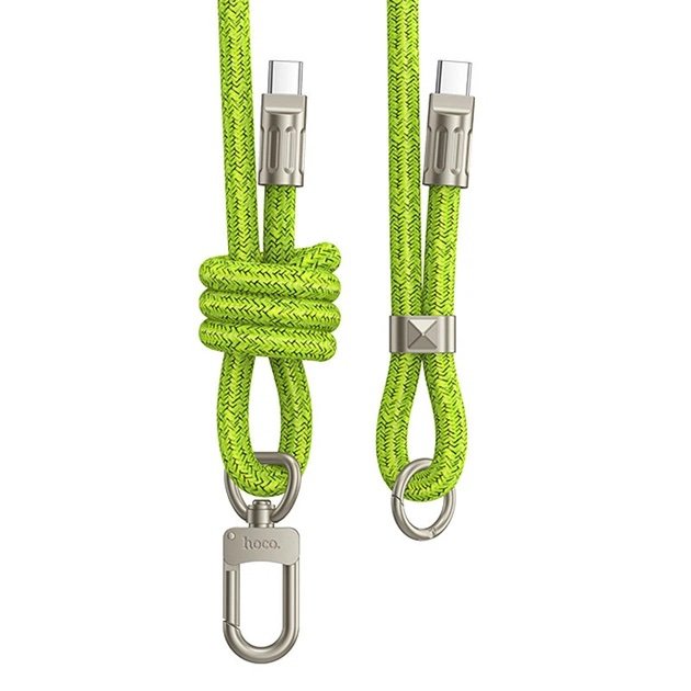 HOCO GH7 USB-C a USB-C 60W 1.8M – Cable Lanyard de Carga Rápida verde - Imagen 4