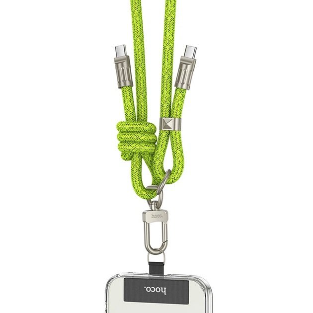 HOCO GH7 USB-C a USB-C 60W 1.8M – Cable Lanyard de Carga Rápida verde