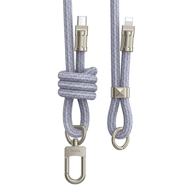 HOCO GH7 Lightning a USB-C 60W 1.8M Cable Lanyard Gris