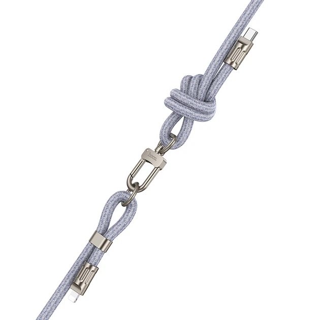 HOCO GH7 Lightning a USB-C 60W 1.8M Cable Lanyard Gris - Imagen 3