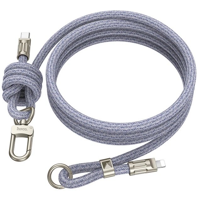 HOCO GH7 Lightning a USB-C 60W 1.8M Cable Lanyard Gris - Imagen 5