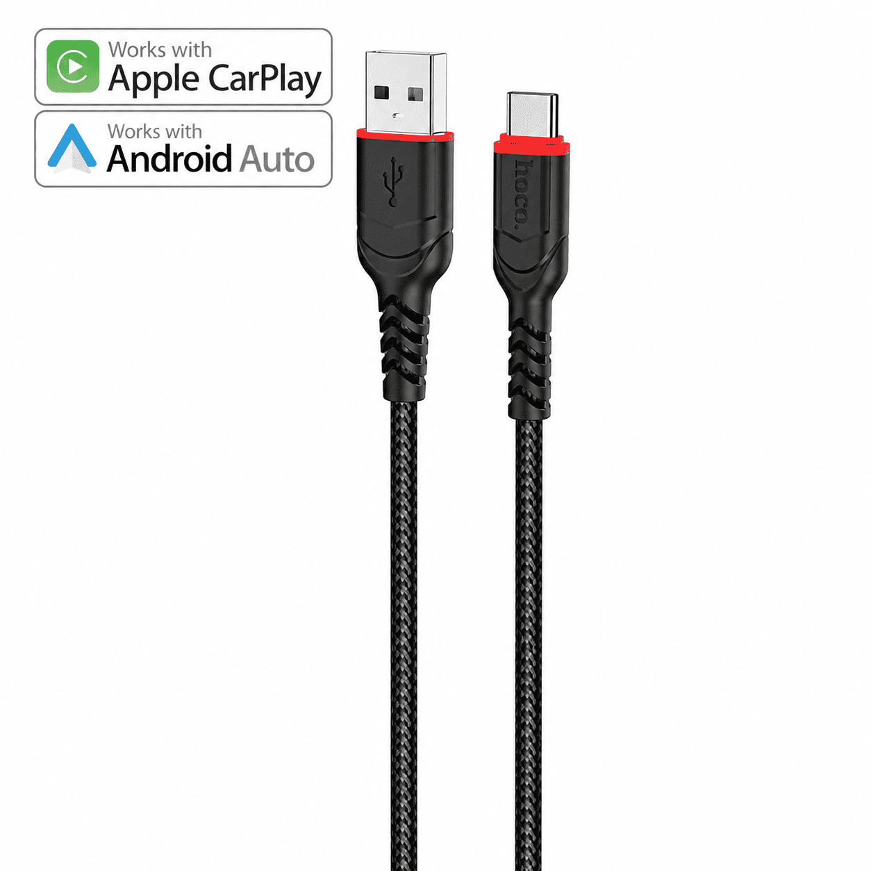 HOCO X59 Victory USB-A a USB-C 1 Metro – Cable de Carga Rápida 3A, Android Auto y Apple CarPlay