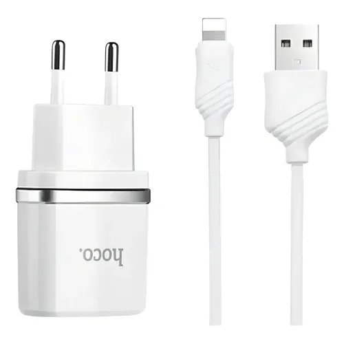 Cargador Rápido HOCO C12Q 18W QC 3.0 + Cable Lightning