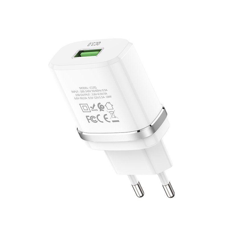 Cargador Rápido HOCO C12Q 18W QC 3.0 + Cable Lightning - Imagen 3