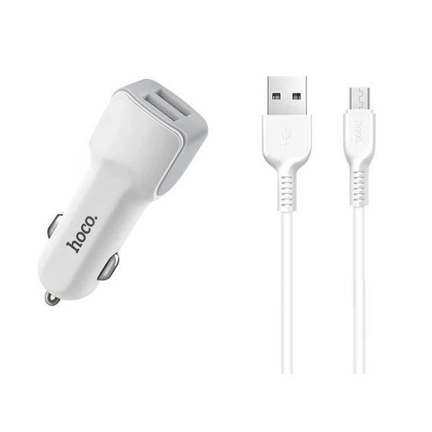 Cargador de Auto HOCO Z23 12W Dual USB con Cable Micro USB