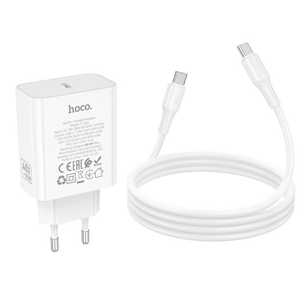 HOCO C162A Cargador Rápido PD 40W con Cable USB-C a USB-C