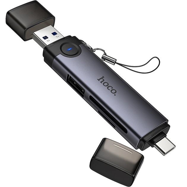 HOCO HB56 Victory Lector de Tarjetas 3 en 1 USB-A USB-C
