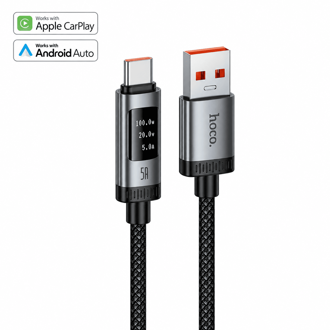 HOCO U148 – Cable USB-A a USB-C 100W con Pantalla Digital