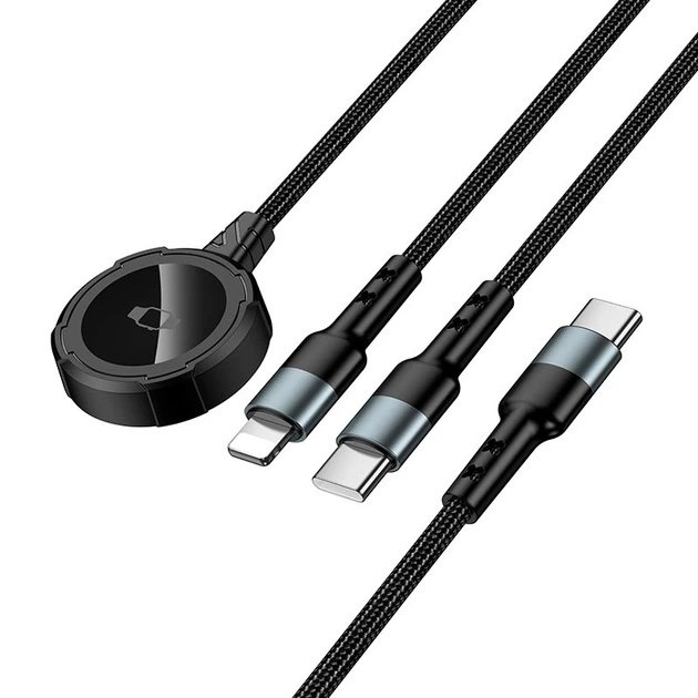 HOCO CW64 Cargador 3 en 1 Magnético para iPhone, USB-C y Apple Watch