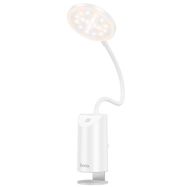 Lámpara LED HOCO HX10 Recargable con Pinza y Cuello Flexible – Blanca