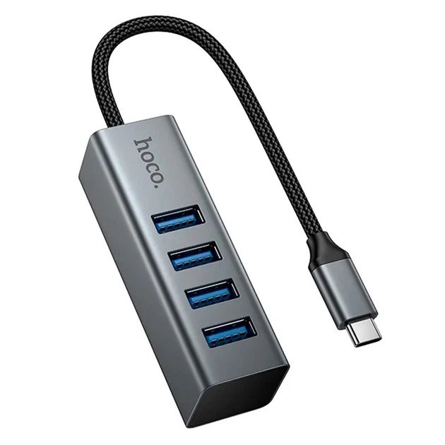 Hub USB-C HOCO HB1C 4 en 1 con 4 Puertos USB 3.0 de Alta Velocidad