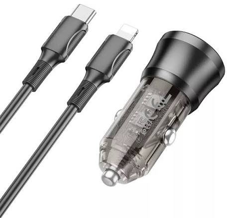Cargador de Auto BOROFONE BZ25 38W USB-C + USB-A con Cable USB-C a Lightning