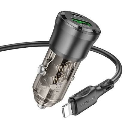 Cargador de Auto BOROFONE BZ25 38W USB-C + USB-A con Cable USB-C a Lightning - Imagen 2