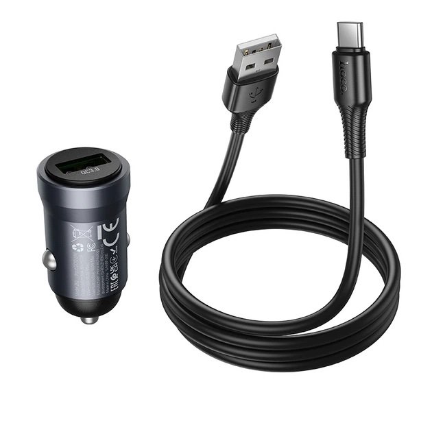 Cargador de Auto HOCO Z62 18W QC 3.0 con Cable USB-C a USB-A