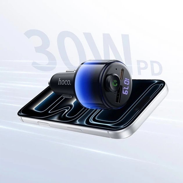 HOCO E166 Transmisor FM Bluetooth para Auto cargador PD 30W - Imagen 3