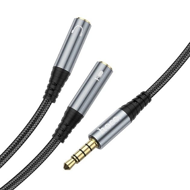 Cable Adaptador de Audio HOCO UPA21 Jack 3,5 mm Macho a 2 Jack 3,5 mm Hembra