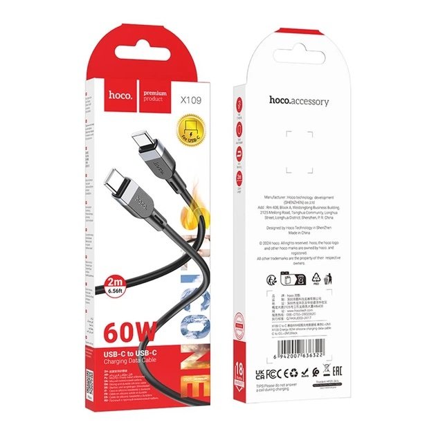 Cable HOCO X109 USB-C a USB-C 2 Metros – Carga Rápida y Transferencia de Datos - Imagen 3