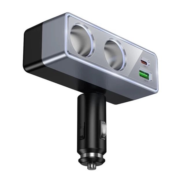 Cargador de Auto HOCO Z65B Smart PD 48W con USB-C, USB-A y Doble Toma de Encendedor